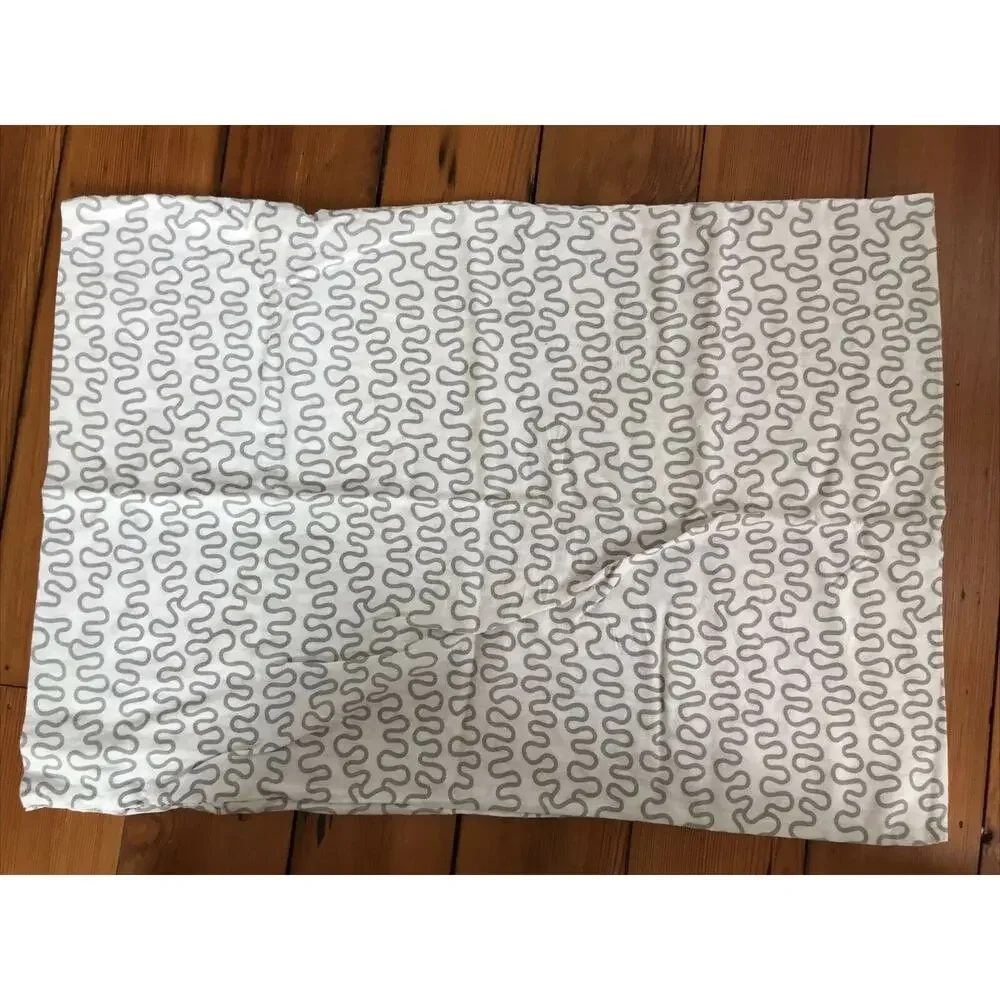 Set Pair 2 IKEA Krakris White Gray Squiggle Pattern Standard Cotton Pillow Cases